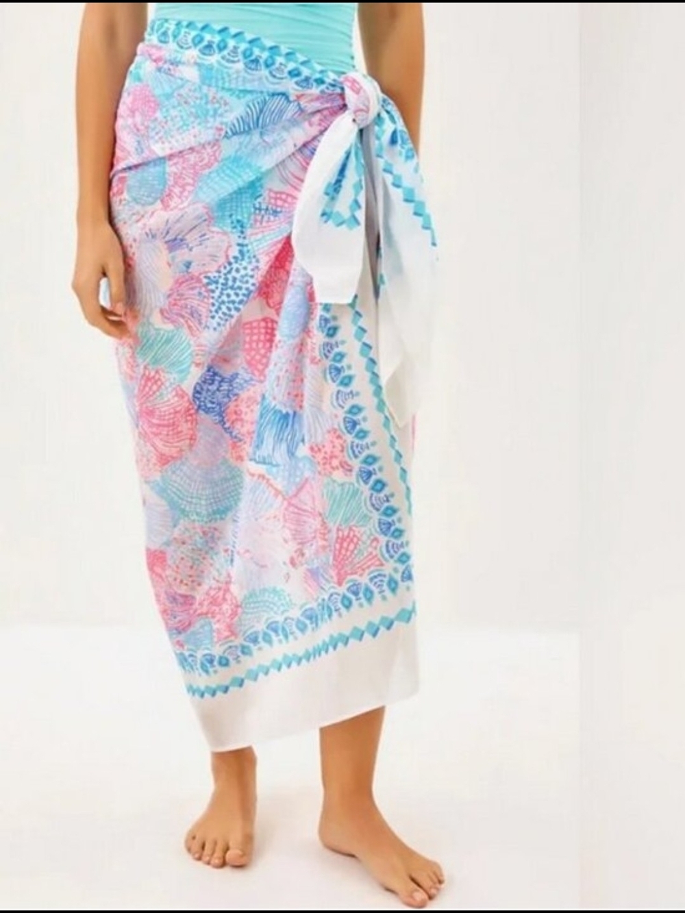 Lilly Pulitzer Pink & Aqua Shell-Print Sarong Coverup
